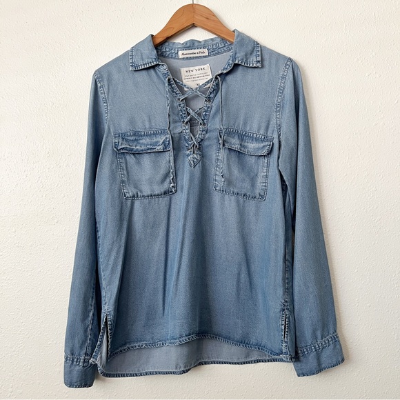 Abercrombie & Fitch Super Soft Lace Up Denim Shirt - Picture 4 of 10
